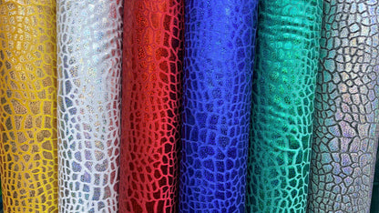 Turtle Exotic design  hologram metallic stretch velvet 2-way stretch 58/60" sold by the yd. ships worldwide from Los Angeles California USA