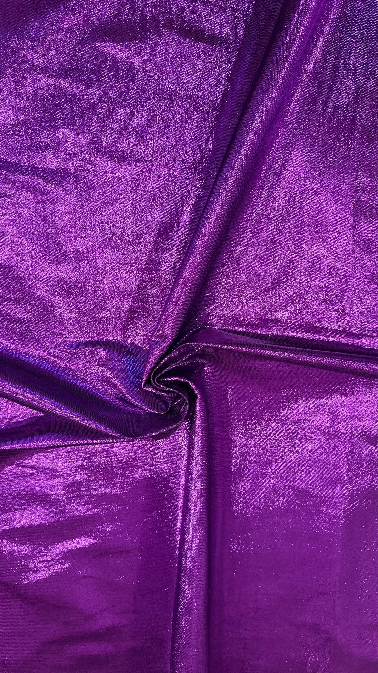 Luxury metallic Purple Lurex lame spandex 4-way stretch Best quality in the market 44/45” Sold by the YD. High quality fabrics by AlexLAFabr
