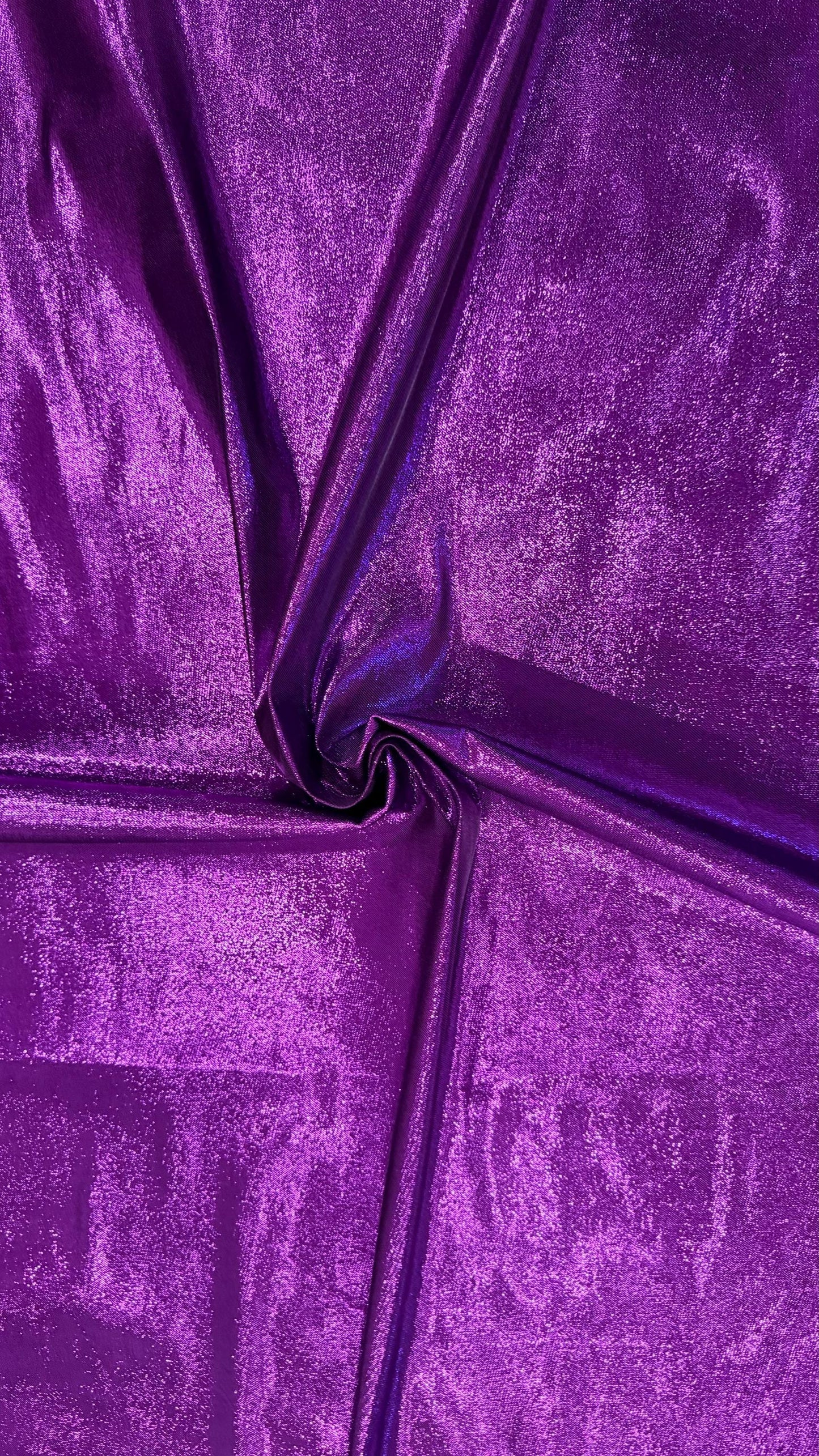 Luxury metallic Purple Lurex lame spandex 4-way stretch Best quality in the market 44/45” Sold by the YD. High quality fabrics by AlexLAFabr