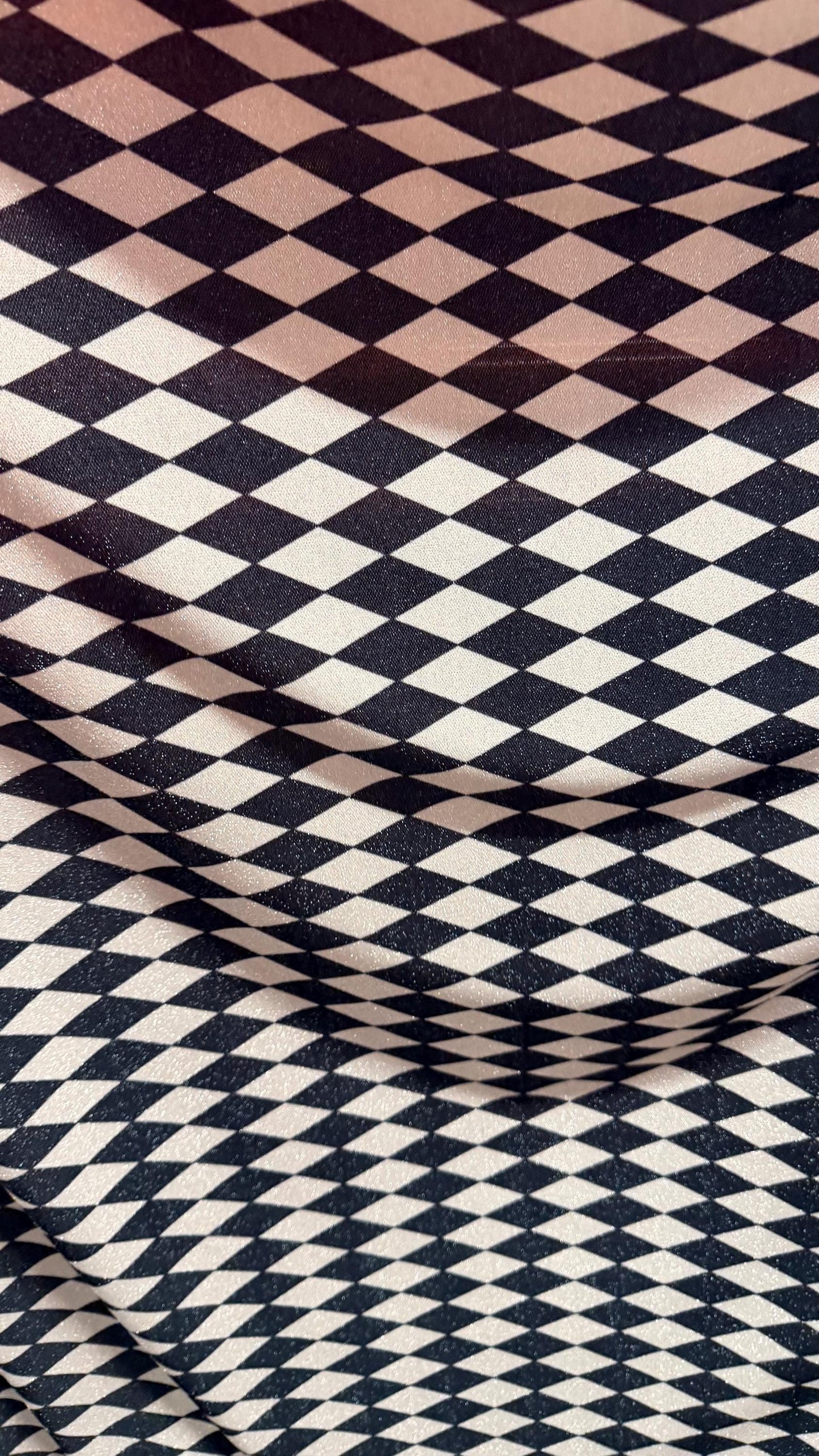 Harlequin design Silver/Black on Metallic Lurex spandex 2-way stretch 58/60” High quality fabrics by AlexLAFabrics