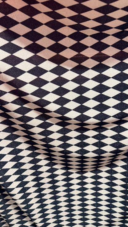 Harlequin design Silver/Black on Metallic Lurex spandex 2-way stretch 58/60” High quality fabrics by AlexLAFabrics