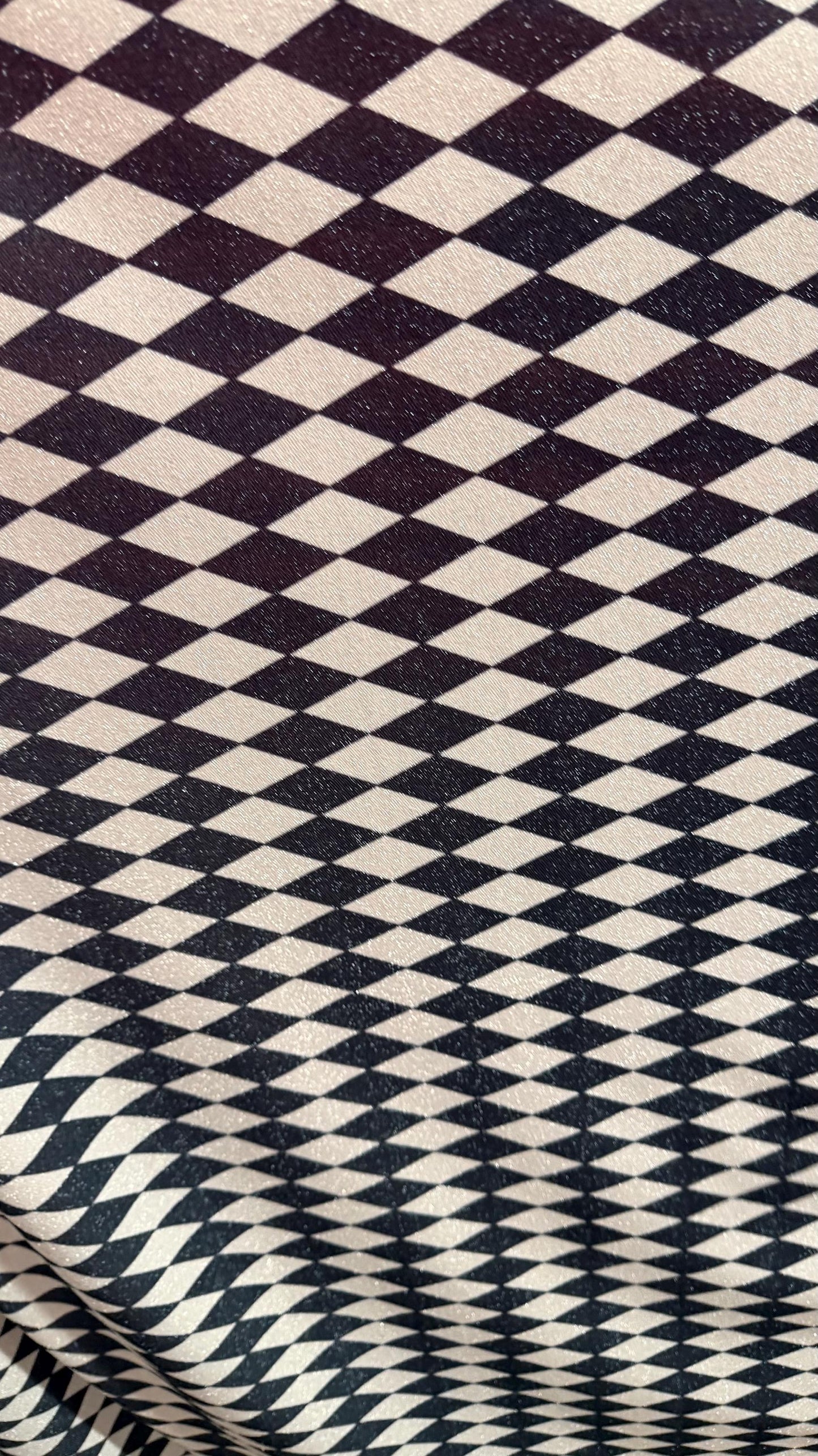 Harlequin design Silver/Black on Metallic Lurex spandex 2-way stretch 58/60” High quality fabrics by AlexLAFabrics