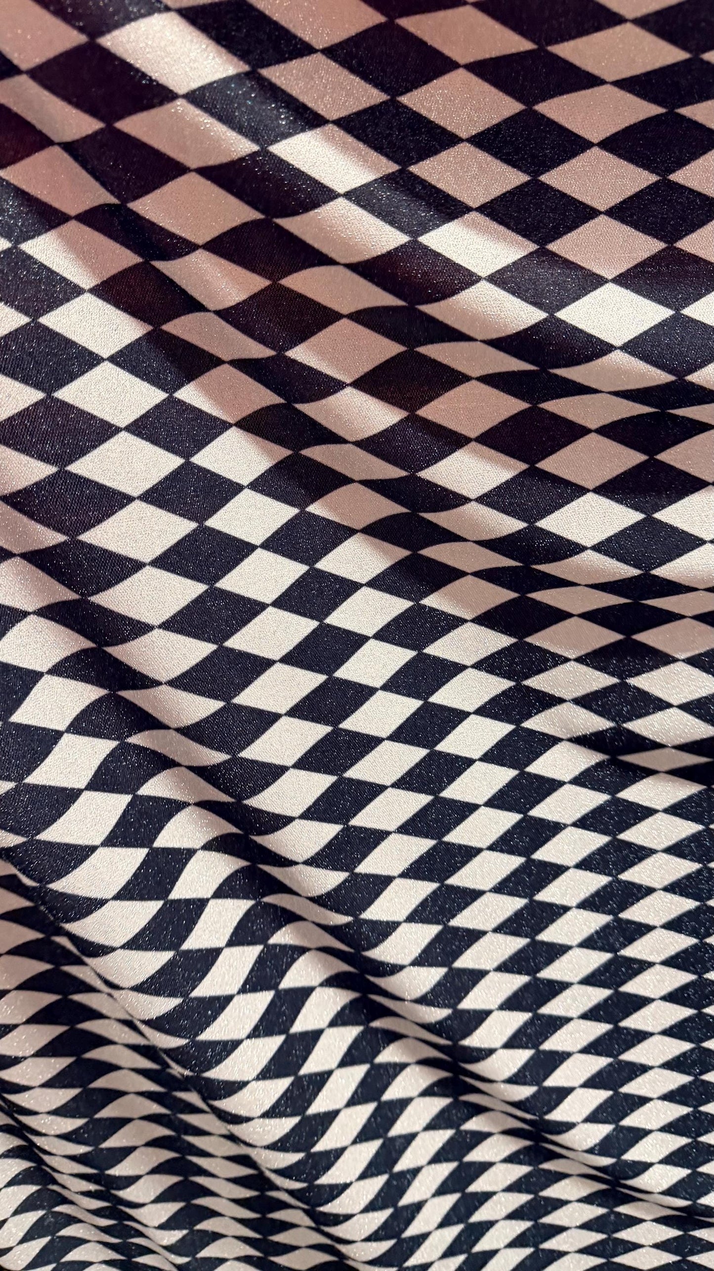 Harlequin design Silver/Black on Metallic Lurex spandex 2-way stretch 58/60” High quality fabrics by AlexLAFabrics