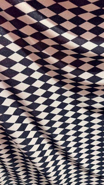 Harlequin design Silver/Black on Metallic Lurex spandex 2-way stretch 58/60” High quality fabrics by AlexLAFabrics