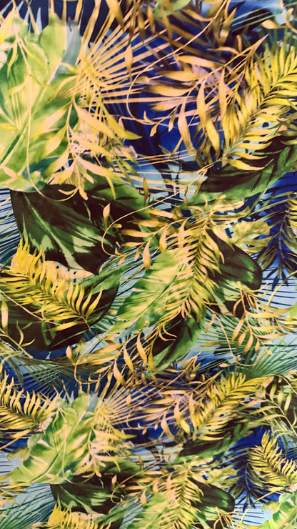 New Tropical Jlo Fashion design print on great quality of nylon spandex 4way stretch 58/60" Sold by the YD Ships worldwide from Los Angeles