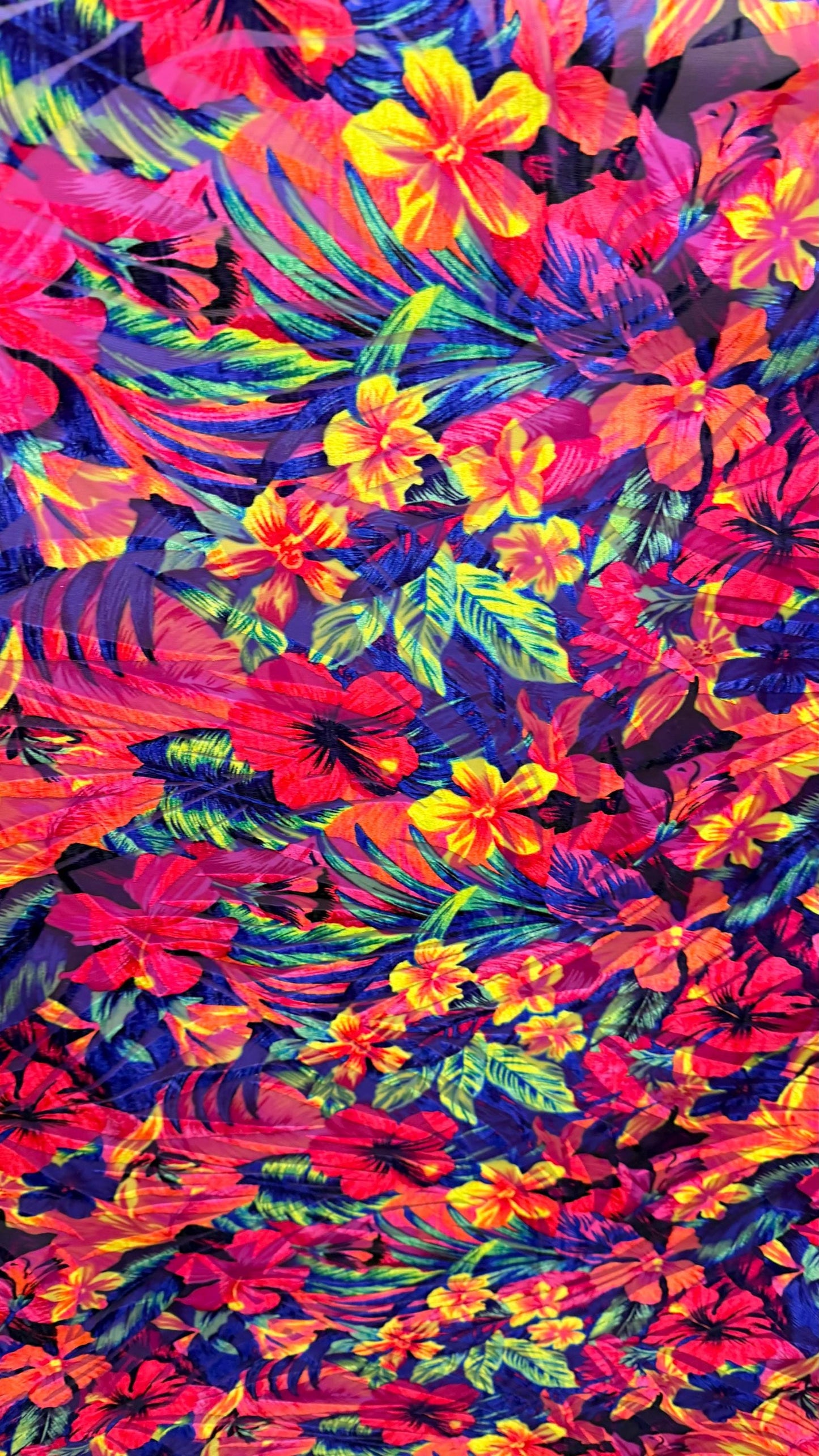 New Burnout Velvet Tropical Flower design multicolor 4way Stretch 58/60" Sold by the YD. Ships worldwide from Los Angeles California USA.