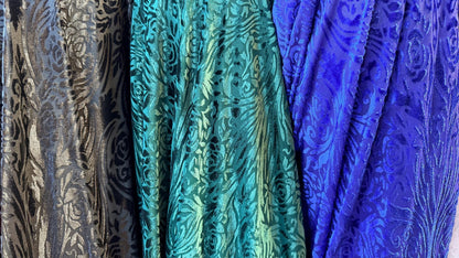 New burnout velvet exotic Flower abstract design  4way Stretch 58/60" Sold by the YD. Ships worldwide from Los Angeles California USA