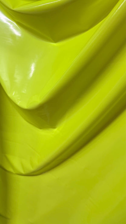 New Latex Neon Yellow Hipster coated poly spandex 4-way stretch Polyurethane coated ideal for performance costumes and cosplay 58/60”