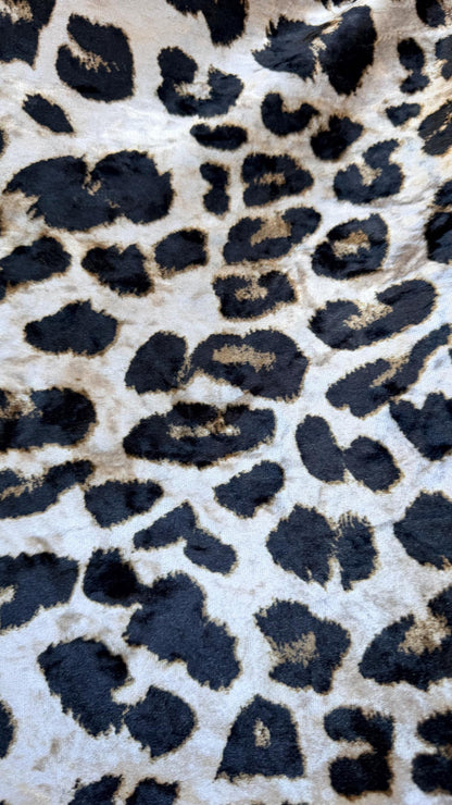 New Exotic Leopard design Taupe/Black on heavy stretch velvet 4way stretch 58/60" Sold by the YD Ships worldwide from Los Ángeles California