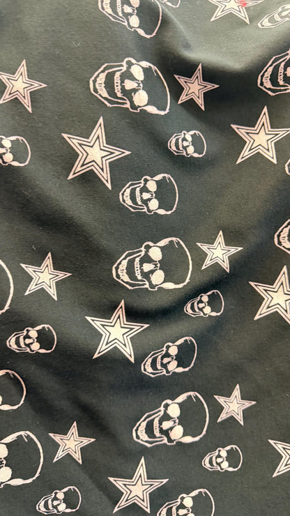 New Heavy Ponte Roma spandex skulls design  2-way stretch  58/60” Sold by the YD. Ships worldwide from Los Angeles California USA