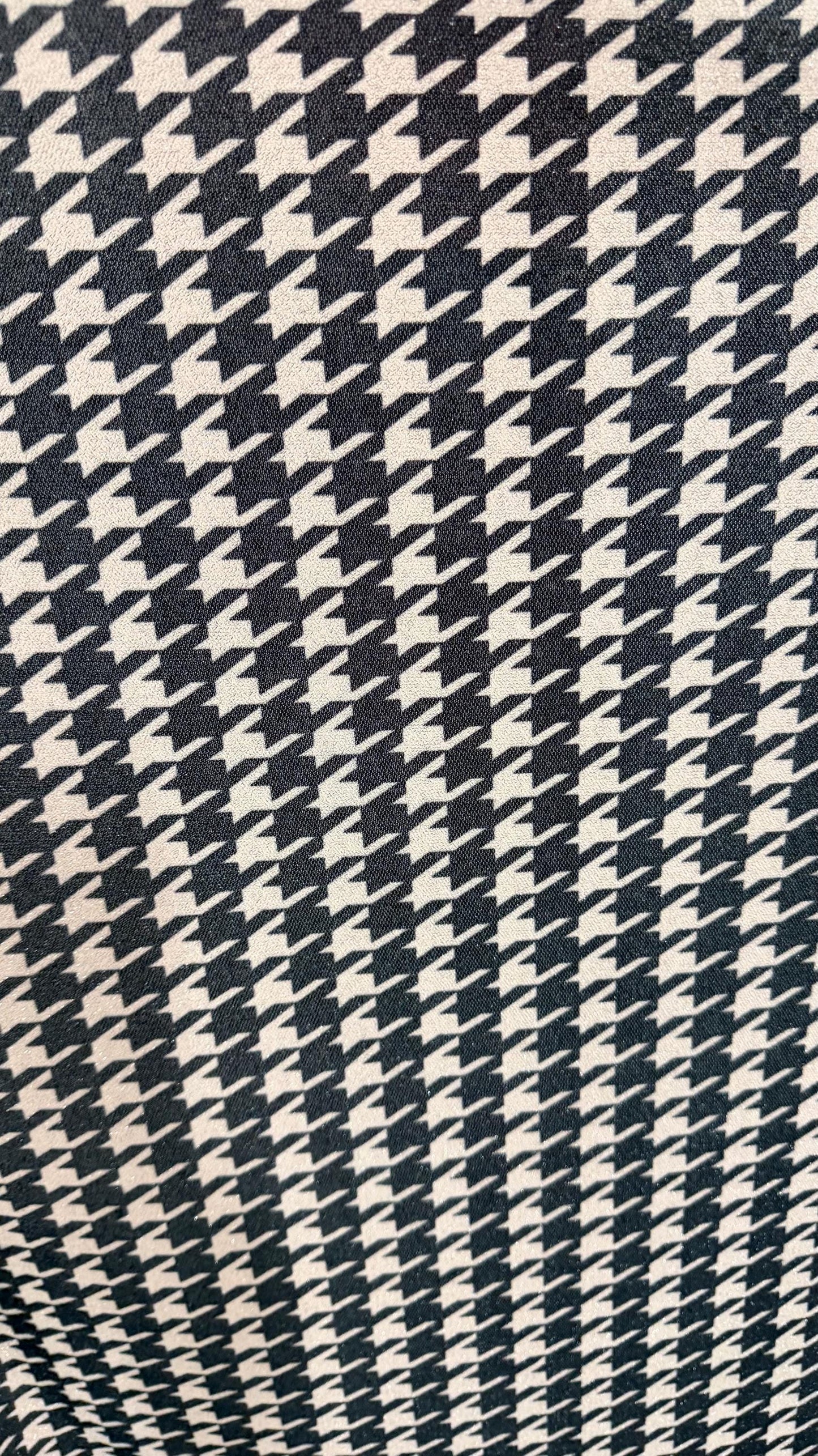 Houndstooth design Silver/Black on Metallic Lurex spandex 2-way stretch 58/60” High quality fabrics by AlexLAFabrics