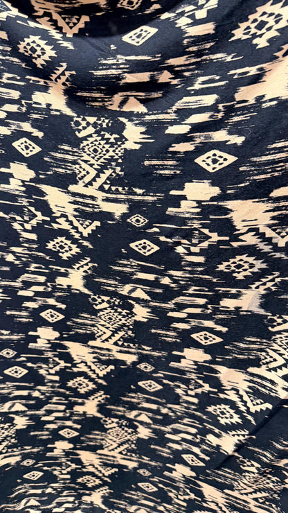 Tribal design Taupe/Black  print on great quality of cotton spandex jersey 4-way stretch 58/60” High quality fabrics by AlexLAFabrics