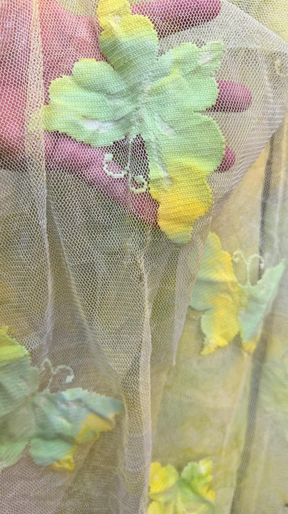 Butterfly design Green/Yellow on stretch mesh 2-way stretch 54/55" Sold by the yd. Ships worldwide from Los Angeles California USA