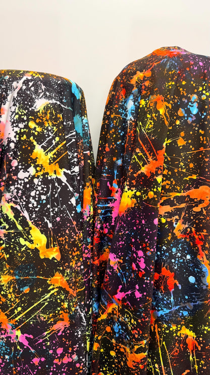 New Graffiti paint abstract design nylon spandex 58/60" sold by the YD. Ships worldwide from Los Angeles California USA