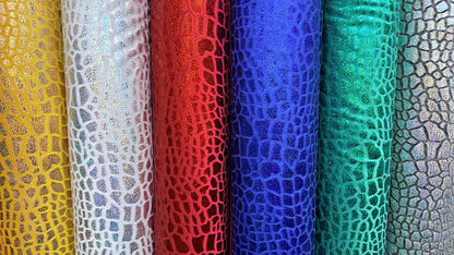 Turtle Exotic design  hologram metallic stretch velvet 2-way stretch 58/60" sold by the yd. ships worldwide from Los Angeles California USA