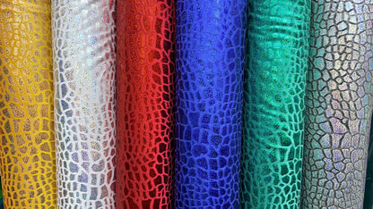 Turtle Exotic design  hologram metallic stretch velvet 2-way stretch 58/60" sold by the yd. ships worldwide from Los Angeles California USA