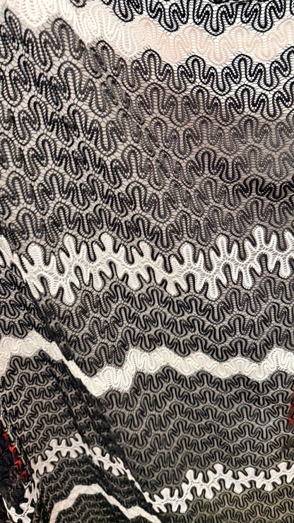 New Lace Crochet design Black/white 4-way stretch 58/60” Sold by the YD. High quality fabrics by AlexLAFabrics