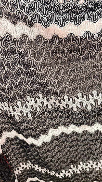 New Lace Crochet design Black/white 4-way stretch 58/60” Sold by the YD. High quality fabrics by AlexLAFabrics