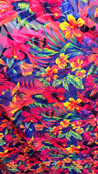 New Burnout Velvet Tropical Flower design multicolor 4way Stretch 58/60" Sold by the YD. Ships worldwide from Los Angeles California USA.