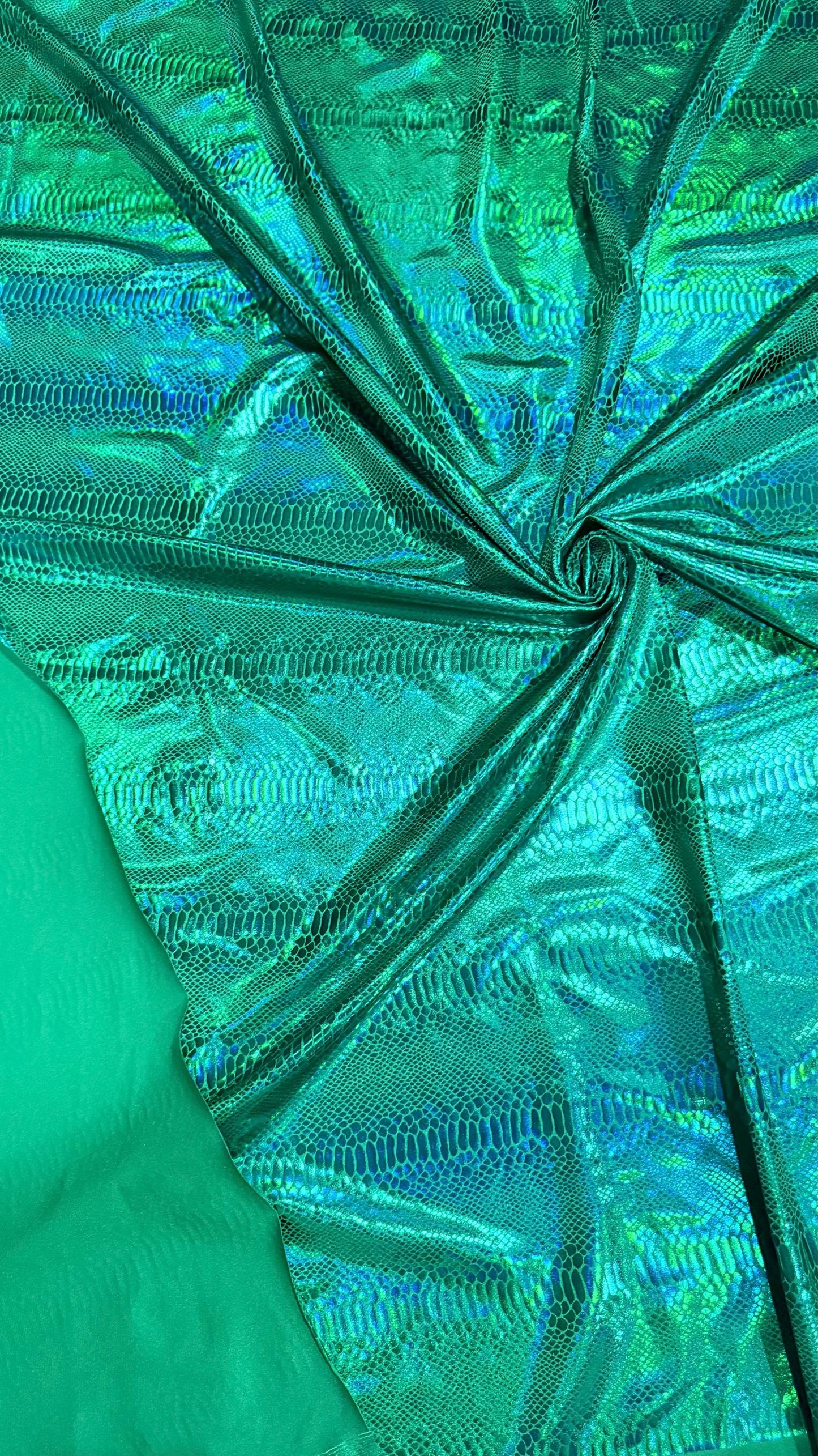 New iridescent foil King Snake design nylon spandex 4way Stretch 58/60" Sold by the YD. Ships Worldwide from Los Angeles California USA.