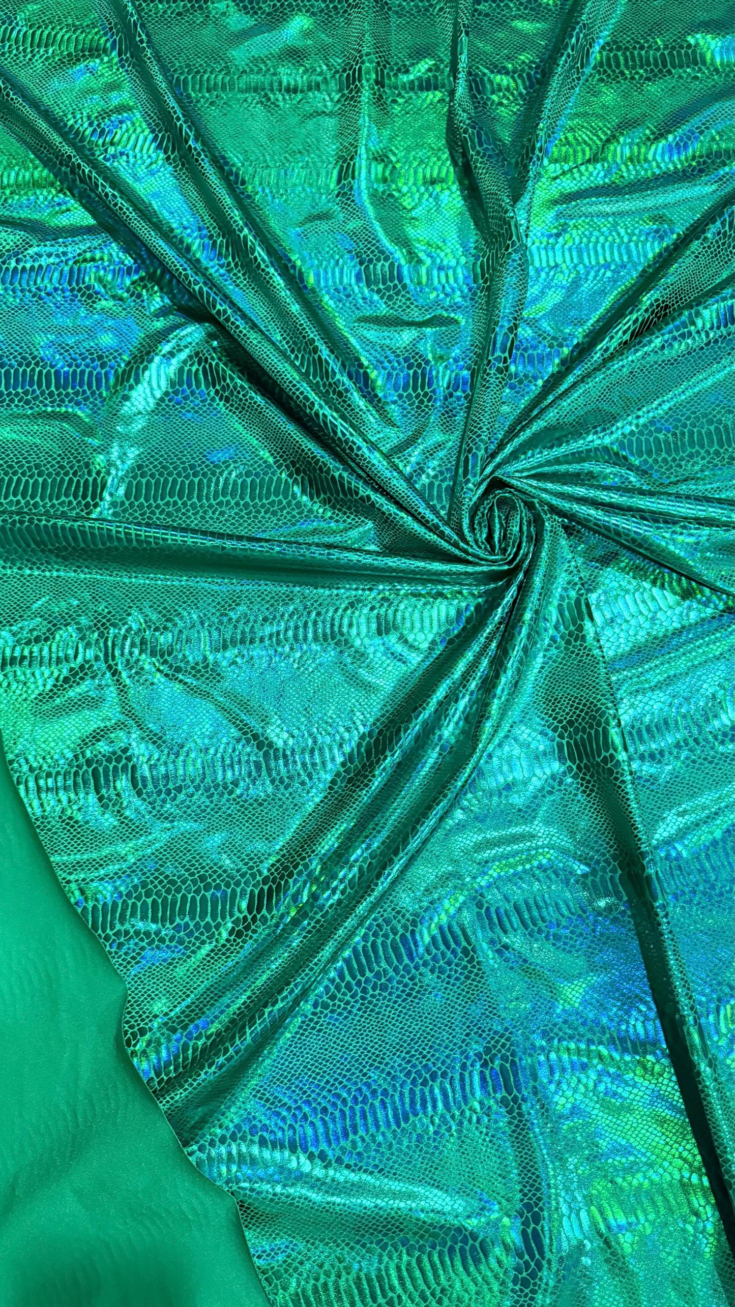 New iridescent foil King Snake design nylon spandex 4way Stretch 58/60" Sold by the YD. Ships Worldwide from Los Angeles California USA.