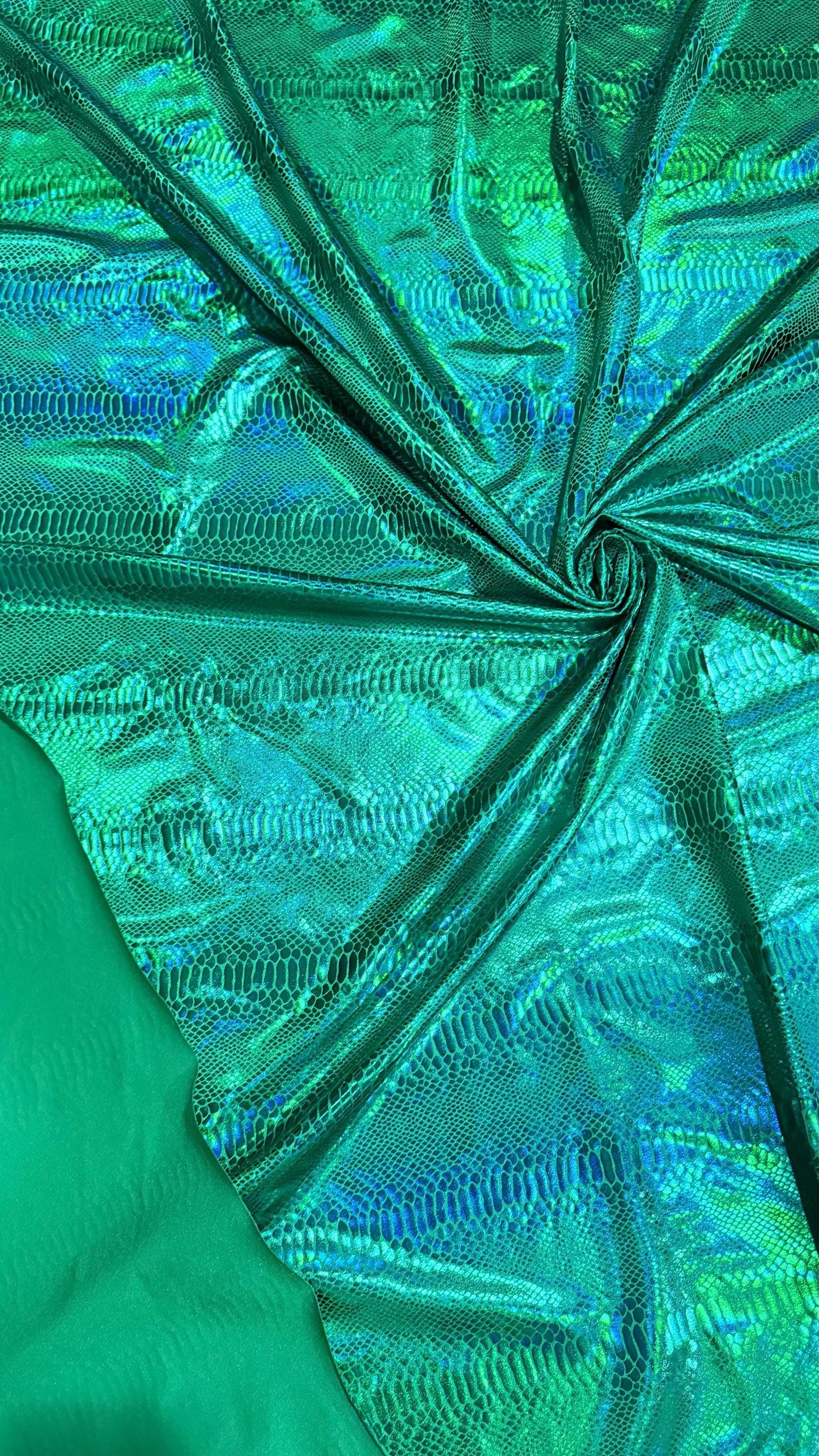 New iridescent foil King Snake design nylon spandex 4way Stretch 58/60" Sold by the YD. Ships Worldwide from Los Angeles California USA.