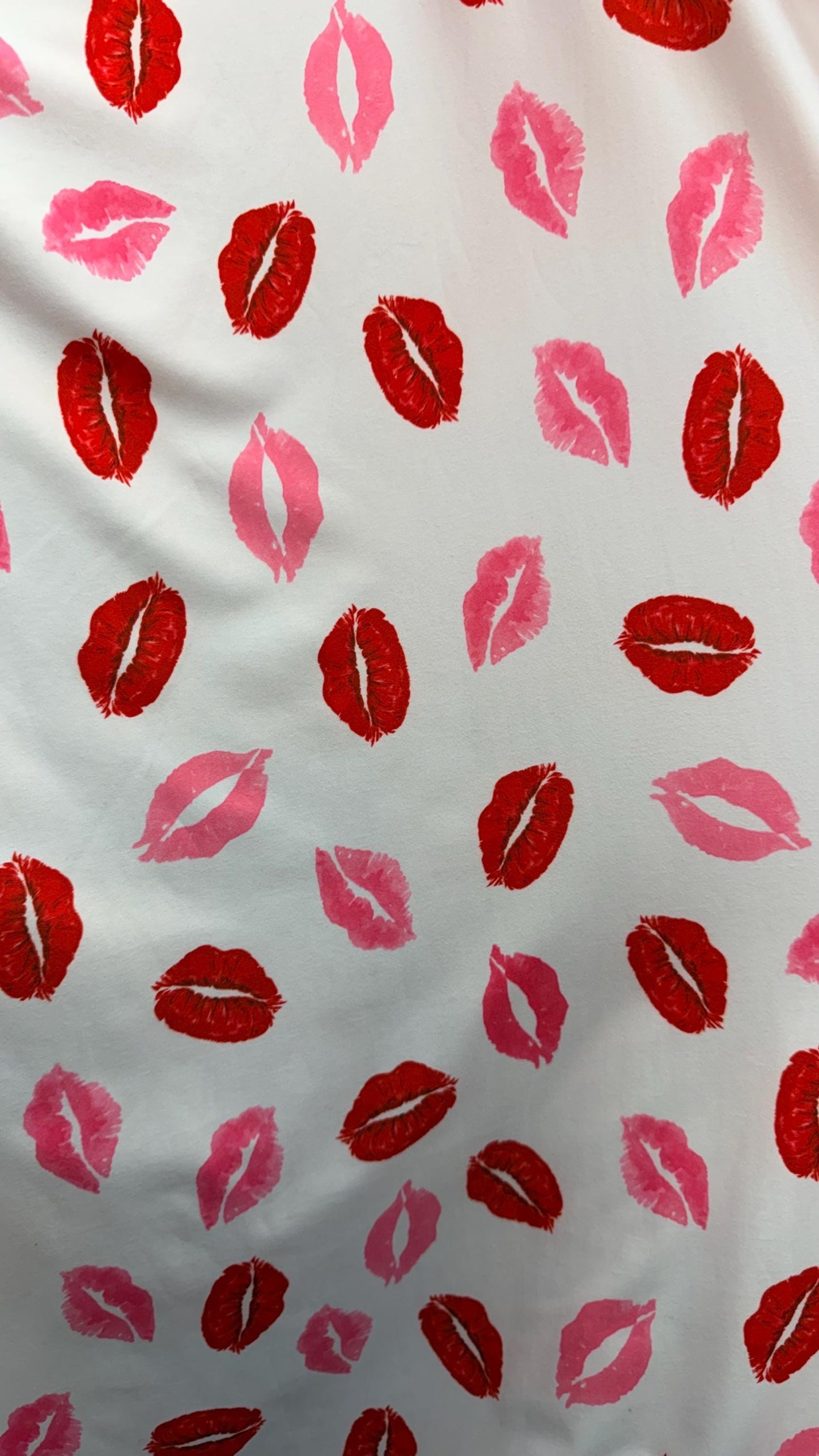 New Lips design print on great quality of poly spandex 4-way stretch 58/60” Sold by the YD. Ships Worldwide from Los Angeles California USA