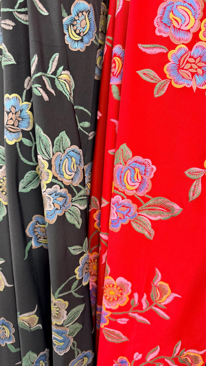 New Romantic floral design  print on poly spandex l 4-way stretch 58/60” High Quality fabrics by AlexLAFabrics