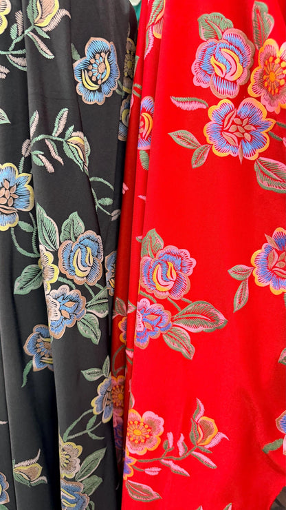 New Romantic floral design  print on poly spandex l 4-way stretch 58/60” High Quality fabrics by AlexLAFabrics