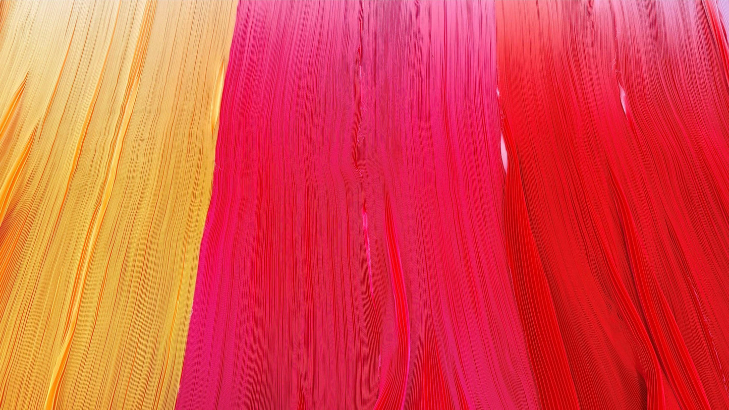 New Ombre design print on high quality of Silky Satin  pleated accordion style non stretch 58/60” Sold by the YD. Ships Worldwide