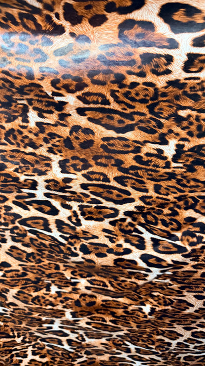 Exotic Leopard design print on latex stretch vinyl 4-way stretch 58/60” Sold by the YD. Ships worldwide from Los Angeles California USA