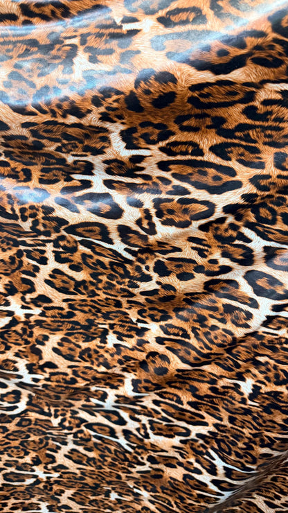 Exotic Leopard design print on latex stretch vinyl 4-way stretch 58/60” Sold by the YD. Ships worldwide from Los Angeles California USA