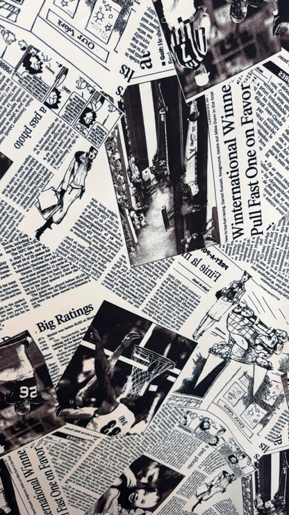 New Fashion Newspaper design print on great quality of nylon  spandex 4-way stretch medium weight 58/60” Sold by the YD.