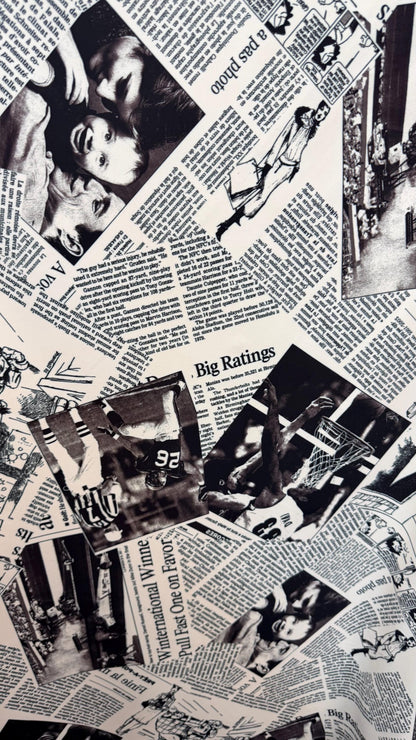 New Fashion Newspaper design print on great quality of nylon  spandex 4-way stretch medium weight 58/60” Sold by the YD.
