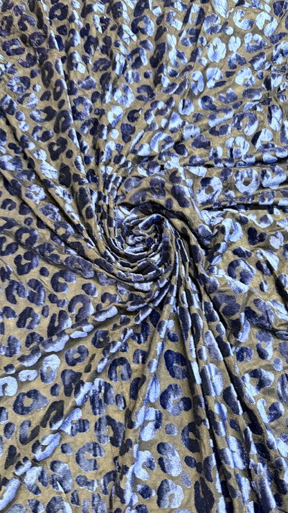 NEW Exotic Leopard design burnout velvet 4-way stretch 58/60” Sold by the YD. Ships Worldwide from Los Angeles California USA.