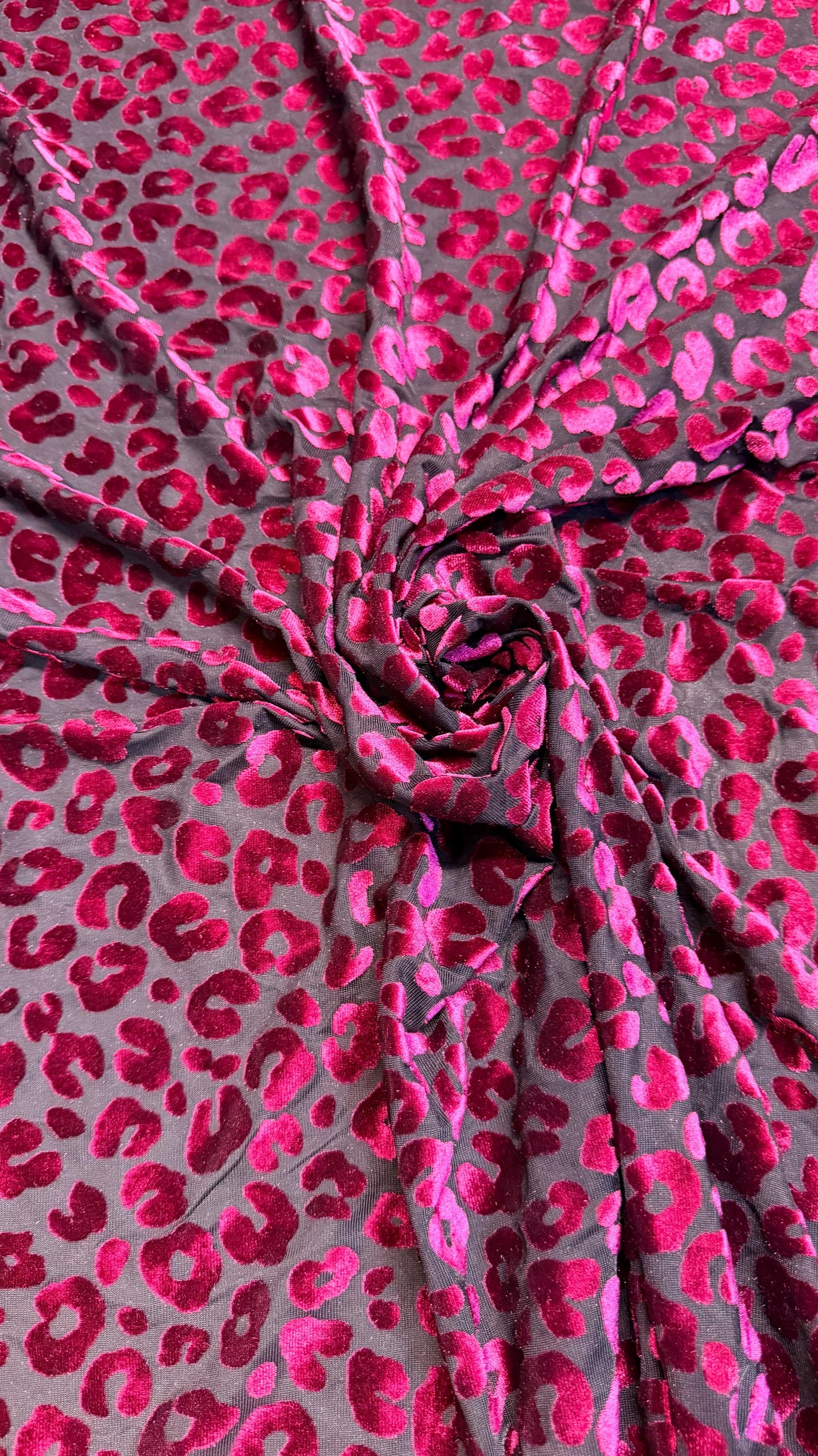 NEW Exotic Leopard design burnout velvet 4-way stretch 58/60” Sold by the YD. Ships Worldwide from Los Angeles California USA.
