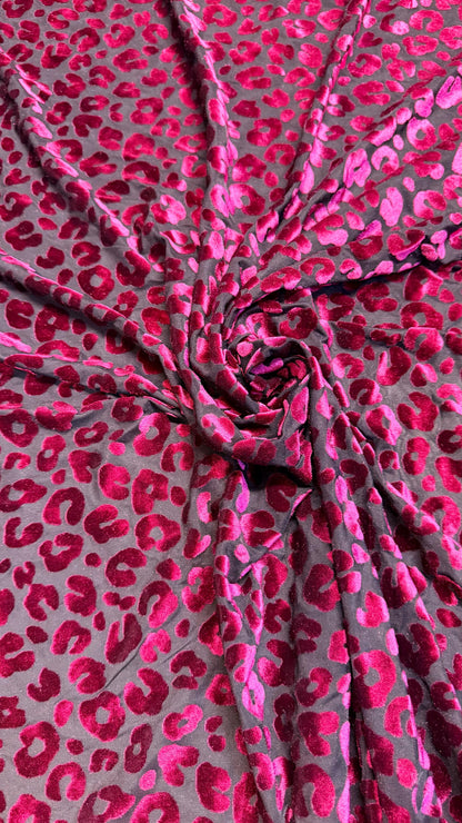 NEW Exotic Leopard design burnout velvet 4-way stretch 58/60” Sold by the YD. Ships Worldwide from Los Angeles California USA.