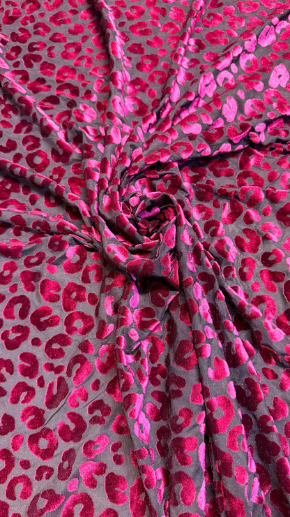 NEW Exotic Leopard design burnout velvet 4-way stretch 58/60” Sold by the YD. Ships Worldwide from Los Angeles California USA.