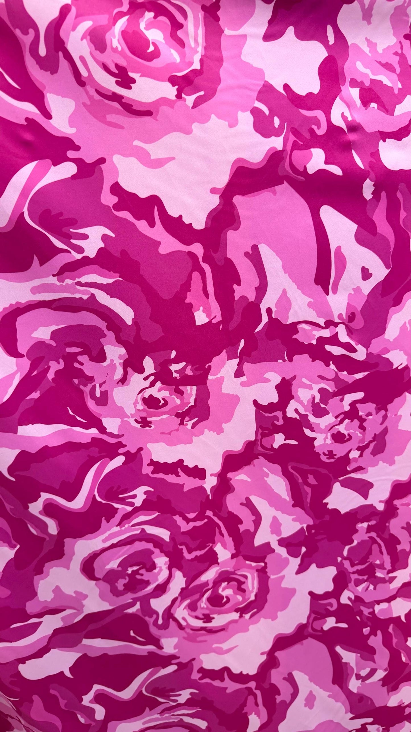 Camouflage design pink color nylon spandex print 4way Stretch 58/60" Sold by the yd. Ships worldwide from Los Angeles California USA.