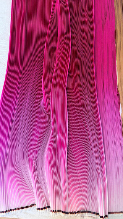 New Ombre design print on high quality of Silky Satin  pleated accordion style non stretch 58/60” Sold by the YD. Ships Worldwide