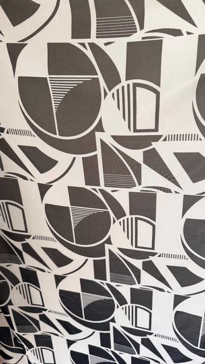 New Geometric Abstract design print on great quality of power mesh 4-way stretch 58/60” Sold by the YD. Ships worldwide from Los Angeles CA
