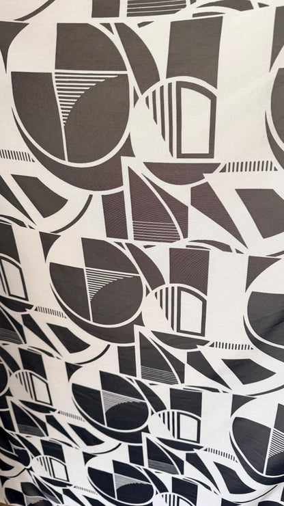 New Geometric Abstract design print on great quality of power mesh 4-way stretch 58/60” Sold by the YD. Ships worldwide from Los Angeles CA