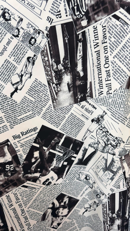 New Fashion Newspaper design print on great quality of nylon  spandex 4-way stretch medium weight 58/60” Sold by the YD.