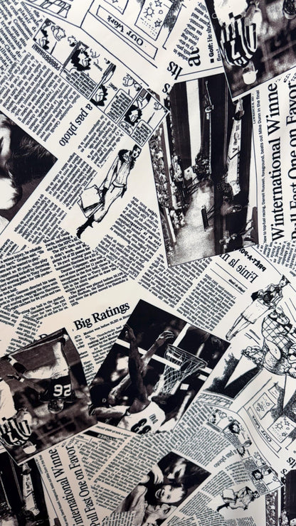 New Fashion Newspaper design print on great quality of nylon  spandex 4-way stretch medium weight 58/60” Sold by the YD.