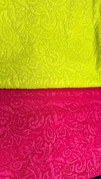 NEW Jaquard embossed swirl design on poly spandex 2-way stretch 50/52” Sold by the YD. Ships worldwide from Los Angeles California