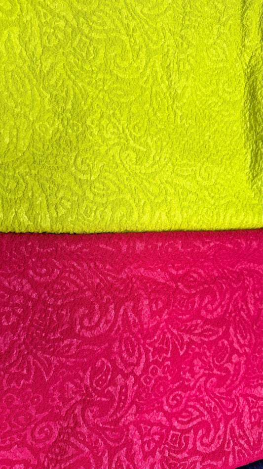 NEW Jaquard embossed swirl design on poly spandex 2-way stretch 50/52” Sold by the YD. Ships worldwide from Los Angeles California