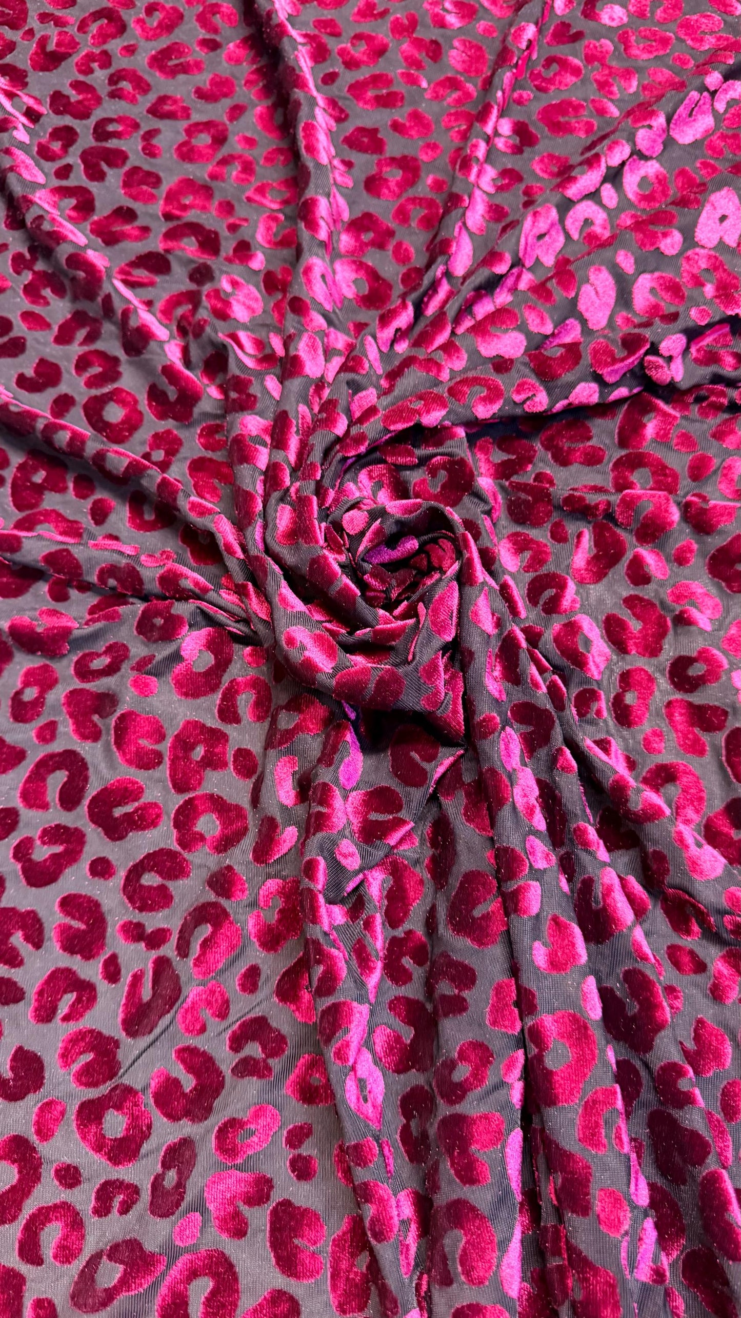 NEW Exotic Leopard design burnout velvet 4-way stretch 58/60” Sold by the YD. Ships Worldwide from Los Angeles California USA.