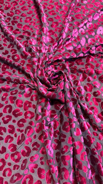 NEW Exotic Leopard design burnout velvet 4-way stretch 58/60” Sold by the YD. Ships Worldwide from Los Angeles California USA.
