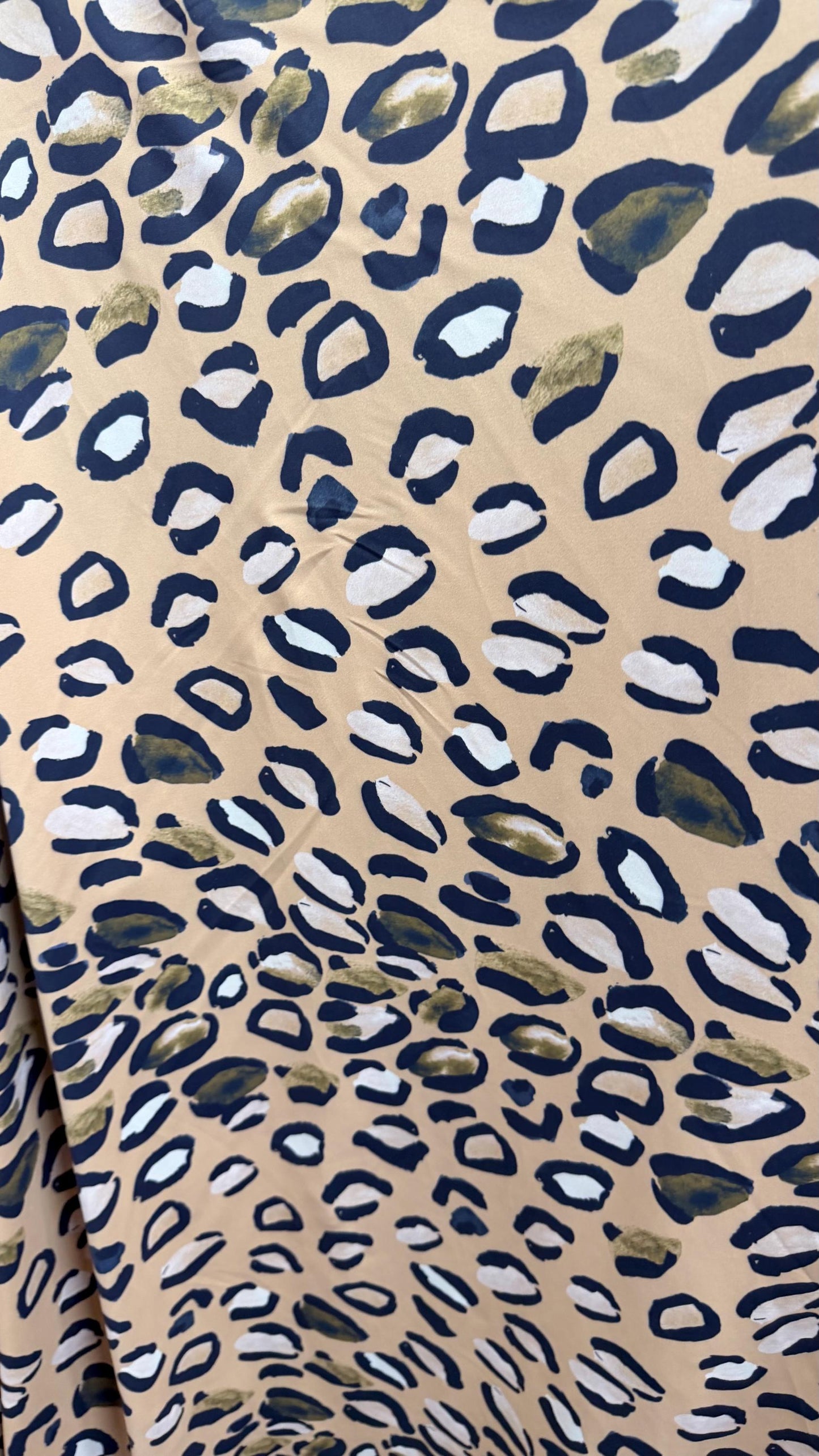 New Leopard design Taupe/Multi  print on nylon spandex 4way stretch 58/60" Sold by the YD. Ships worldwide from Los Angeles California USA.