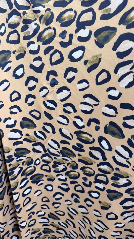 New Leopard design Taupe/Multi  print on nylon spandex 4way stretch 58/60" Sold by the YD. Ships worldwide from Los Angeles California USA.